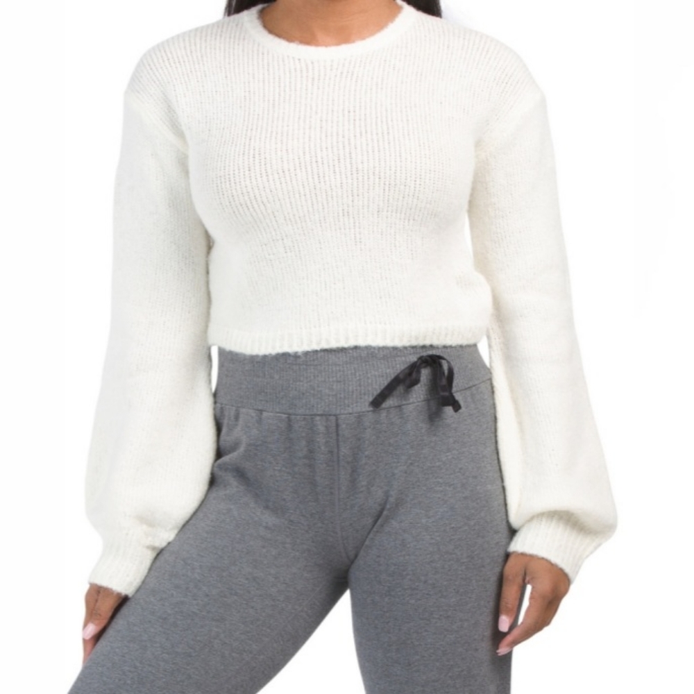 Morrisday Sweater White Medium Bella Cropped Knit New
